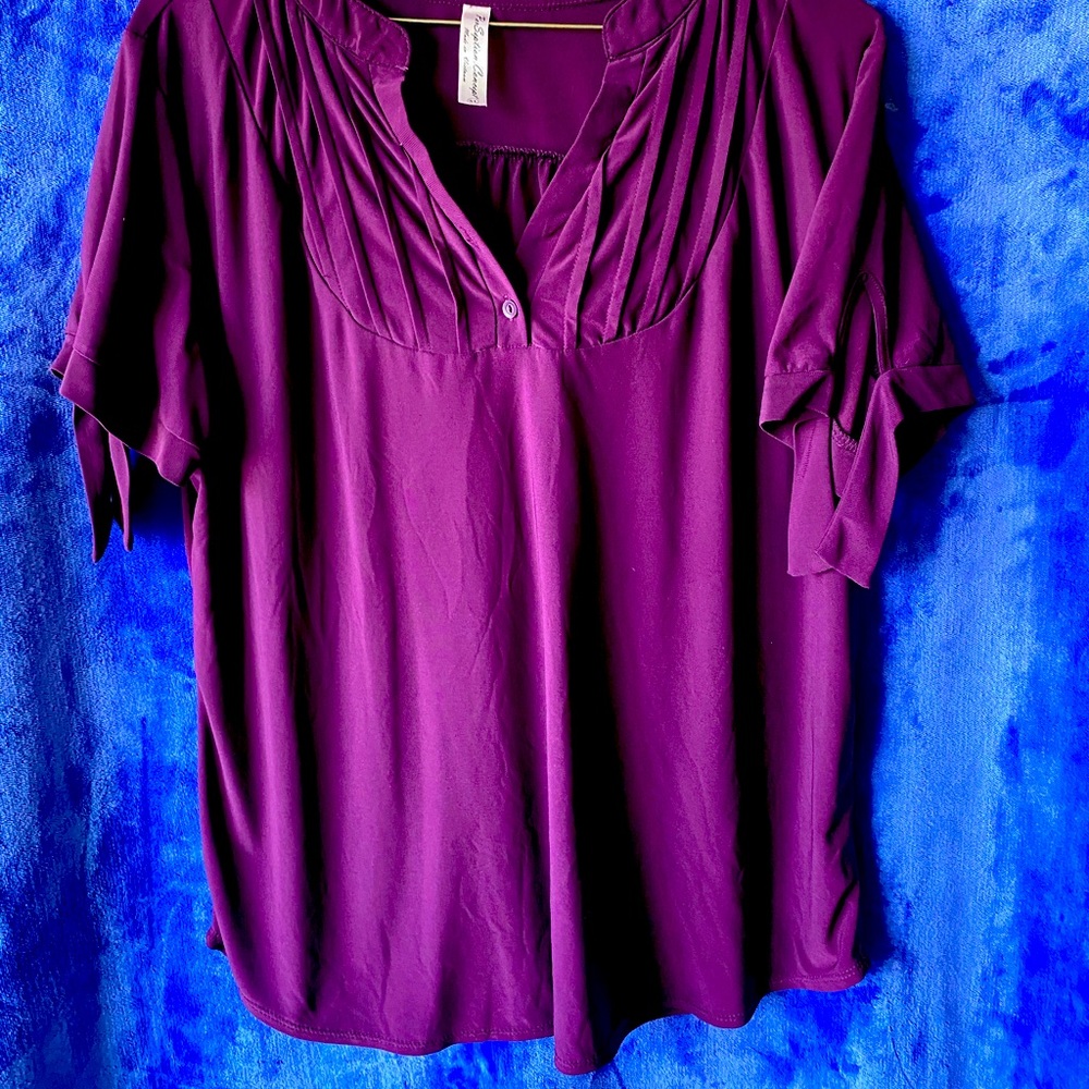Royal purple short sleeved rayon Blouse XL